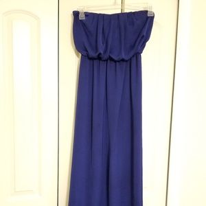 City Studio Strapless Royal Blue Satin Dress Small